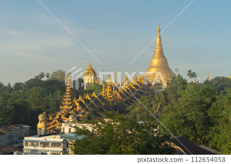Shwedagon Pagoda, Burmese temples of Bagan City, unesco world heritage, Yangon, Myanmar or Burma. Tourist destination. Shwedagon Pagoda, Burmese temples of Bagan City, unesco world heritage, Yangon, Myanmar or Burma. Tourist destination. 112654058