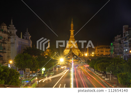 Shwedagon Pagoda, Burmese temples of Bagan City, unesco world heritage, Yangon, Myanmar or Burma. Tourist destination. Shwedagon Pagoda, Burmese temples of Bagan City, unesco world heritage, Yangon, Myanmar or Burma. Tourist destination. 112654140