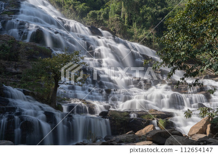 Mae Ya Waterfall, Doi Inthanon national park in Chiangmai, Thailand. Famous nature landscape background 112654147