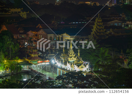 Shwedagon Pagoda, Burmese temples of Bagan City, unesco world heritage, Yangon, Myanmar or Burma. Tourist destination. Shwedagon Pagoda, Burmese temples of Bagan City, unesco world heritage, Yangon, Myanmar or Burma. Tourist destination. 112654156
