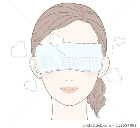熱毛巾眼罩女插畫 112654991