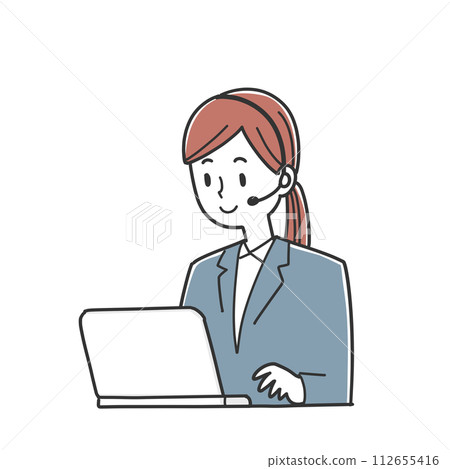 操作電腦的女接線生 操作電腦的女接線生 112655416