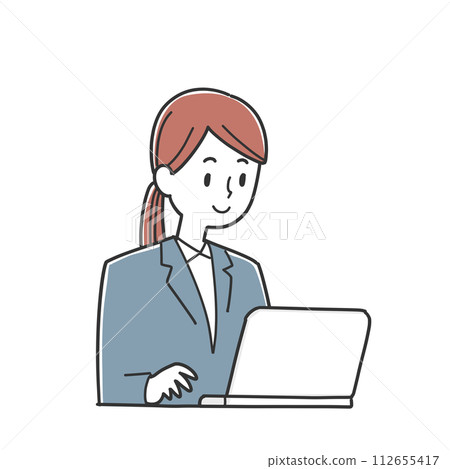 在電腦前工作的女人 112655417