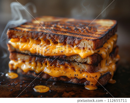 hot sandwich with melted cheese 112655711