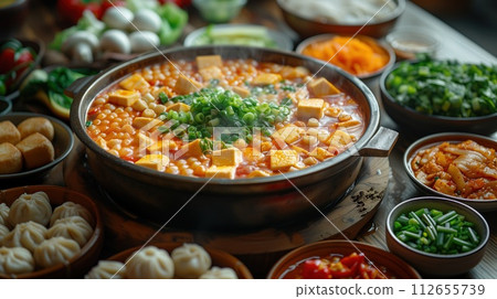 variety of dishes on the table asian cuisine 112655739