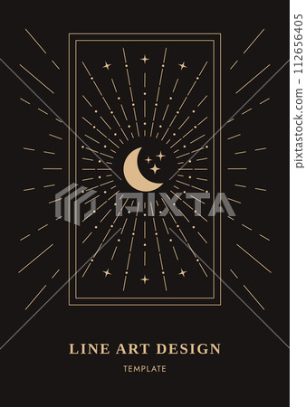 Celestial design card, Celestial magic mystical and esoteric card, Poster Modern Line Art Vector Illustration 112656405