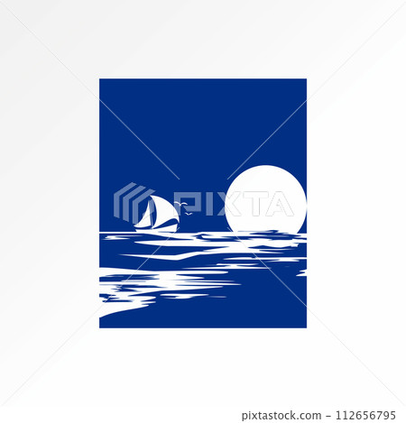 Logo design graphic concept creative premium abstract vector stock sign block cruise sail ship beach sunset sunrise. Related painting night ocean wave Logo design graphic concept creative premium abstract vector stock sign block cruise sail ship beach sunset sunrise. Related painting night ocean wave 112656795