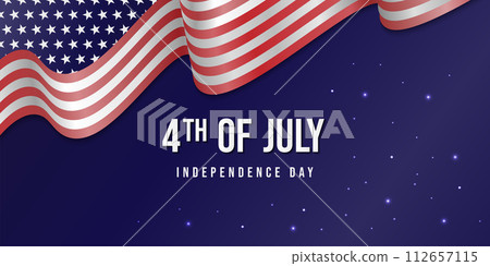 4th of July, Usa Independence Day with Realistic Flag 4th of July, Usa Independence Day with Realistic Flag 112657115