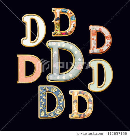Whimsical collection of a various D letter in a fusion style. Whimsical collection of a various D letter in a fusion style. 112657166