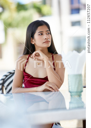 Young asian sexy woman in a white dress posing at hotel territory Young asian sexy woman in a white dress posing at hotel territory 112657207