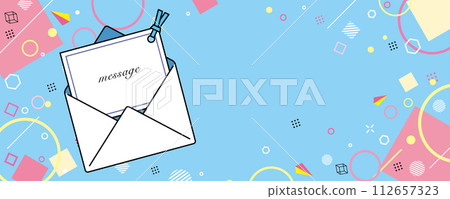 Illustration of a message card in an envelope and a background set Illustration of a message card in an envelope and a background set 112657323