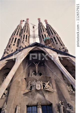 Unfinished World Heritage Site, Spain, Church of the Holy Family of Redemption, Sagrada Familia Unfinished World Heritage Site, Spain, Church of the Holy Family of Redemption, Sagrada Familia 112657921