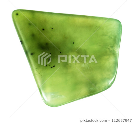 natural polished green nephrite gem stone cutout natural polished green nephrite gem stone cutout 112657947