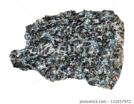 specimen of natural raw gabbro norite rock cutout 112657972