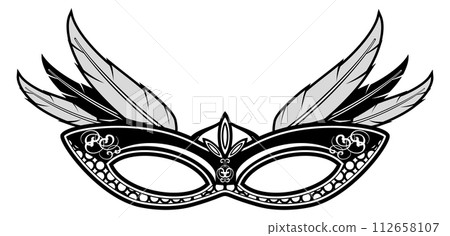 Theater mask in vintage venetian carnival style. Elegant accessory 112658107