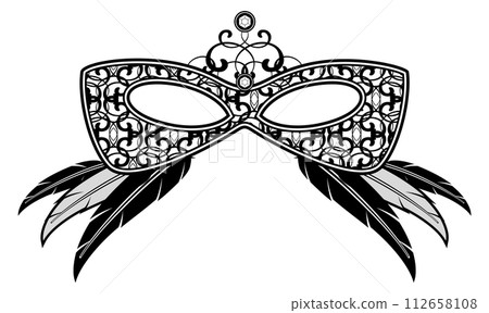 Carnival mask with feathers. Vintage opera decorative ornament 112658108
