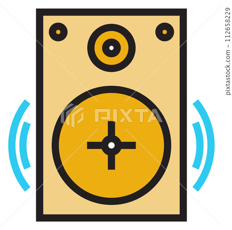 Audio speaker color icon. Media sound device 112658229