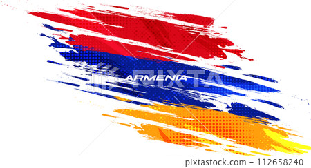 Armenia Flag with Brush Stroke Style Isolated on White Background. Flag of Armenia 112658240