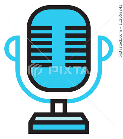 Microphone color icon. Broadcasting radio service logo Microphone color icon. Broadcasting radio service logo 112658243