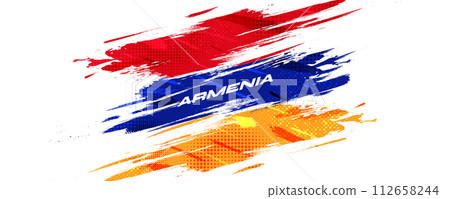 Armenia Flag with Brush Stroke Style Isolated on White Background. Flag of Armenia Armenia Flag with Brush Stroke Style Isolated on White Background. Flag of Armenia 112658244