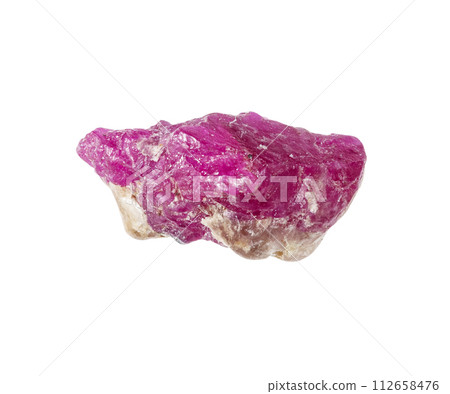 specimen of natural unpolished ruby crystal cutout 112658476