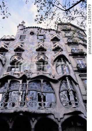 Passeig de Gracia in Barcelona, Spain, Casa Mila, a world heritage site created by Antoni Gaudi 112658479
