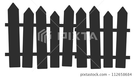Timber fence. Black wooden plank silhouette border 112658684