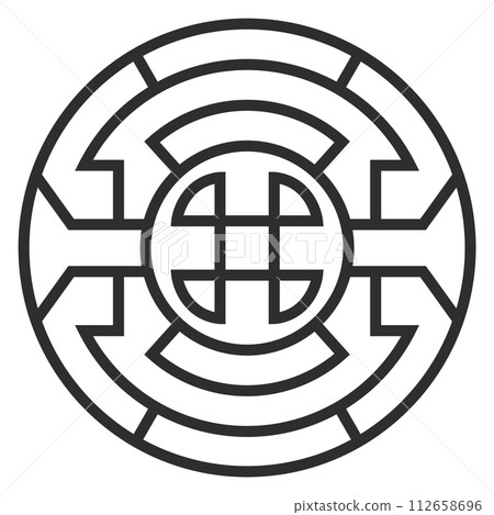 Korean round ornament. Decorative line circle emblem Korean round ornament. Decorative line circle emblem 112658696