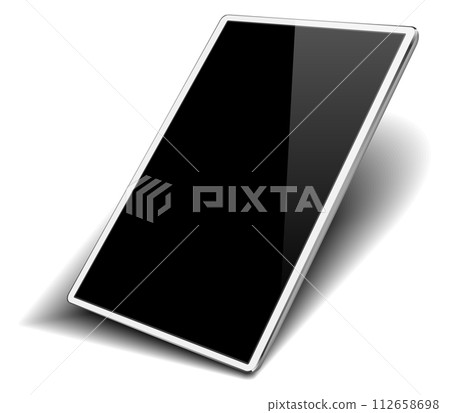 Tablet screen mockup. Realistic angle view mobile device Tablet screen mockup. Realistic angle view mobile device 112658698
