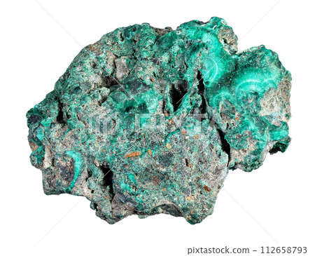 specimen of natural raw malachite mineral cutout specimen of natural raw malachite mineral cutout 112658793
