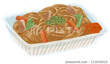 食品包裝中的炒麵插圖 食品包裝中的炒麵插圖 112658929