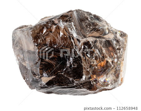 specimen of natural raw smoky quartz rock cutout 112658948