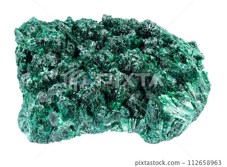 natural raw needle-shaped malachite mineral cutout 112658963