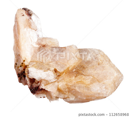 specimen of natural raw stilbite rock cutout 112658968