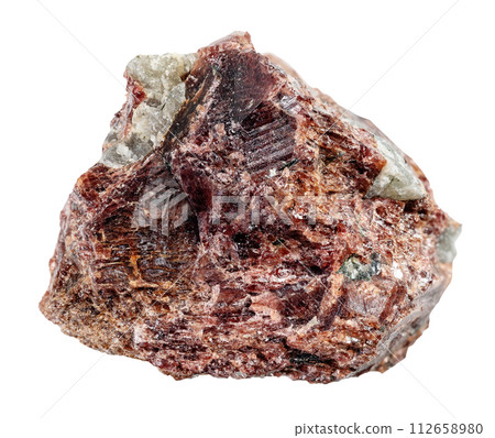specimen of natural raw eudialyte rock cutout 112658980