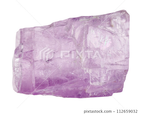 specimen of natural rough kunzite crystal cutout 112659032