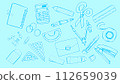 藍色背景素材“文具” 112659039