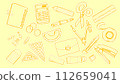 黃色背景素材“文具” 112659041