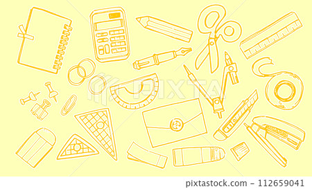 Yellow background material "stationery" 112659041