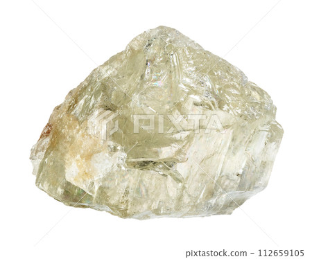 specimen of natural raw hiddenite mineral cutout 112659105