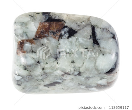 specimen of natural tumbled khibinite rock cutout 112659117