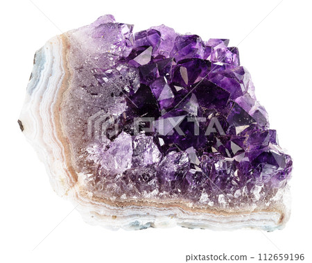 natural piece of geode of amethyst crystals cutout 112659196