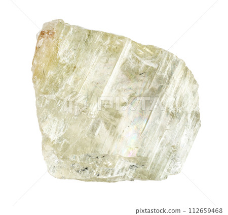 specimen of natural raw hiddenite rock cutout 112659468