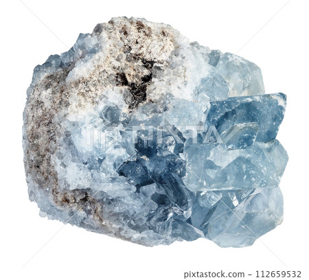 specimen of natural raw celestite mineral cutout specimen of natural raw celestite mineral cutout 112659532