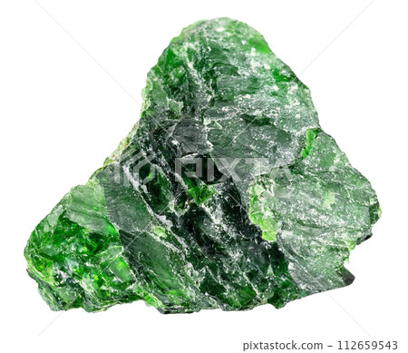 natural raw chromian diopside mineral cutout 112659543