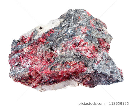 cinnabar and stibnite on fluorite mineral cutout 112659555