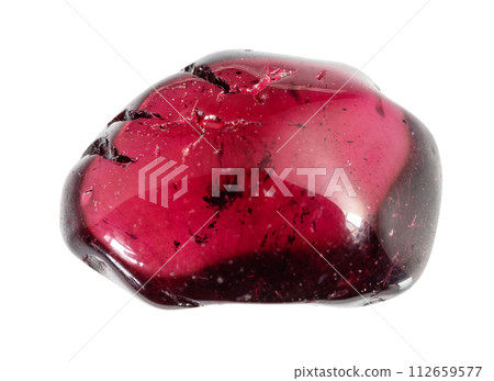 specimen of natural tumbled pyrope crystal cutout specimen of natural tumbled pyrope crystal cutout 112659577