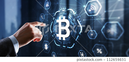 Polygonal bitcoin background technology concept 2024 Polygonal bitcoin background technology concept 2024 112659831