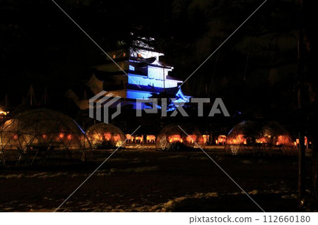 Shining in the winter night sky... Tsuruga Castle in Aizuwakamatsu, the site of the Picture Candle Festival Shining in the winter night sky... Tsuruga Castle in Aizuwakamatsu, the site of the Picture Candle Festival 112660180