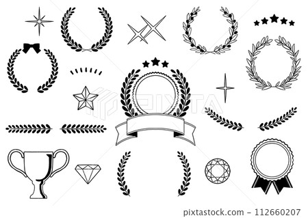 月桂花環、獎牌、獎項、手繪風格圖像分類(僅限線條圖) 月桂花環、獎牌、獎項、手繪風格圖像分類(僅限線條圖) 112660207